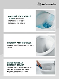 Ambassador Унитаз Forsa подвесной безободковый белый с сиденьем микролифт – фотография-9